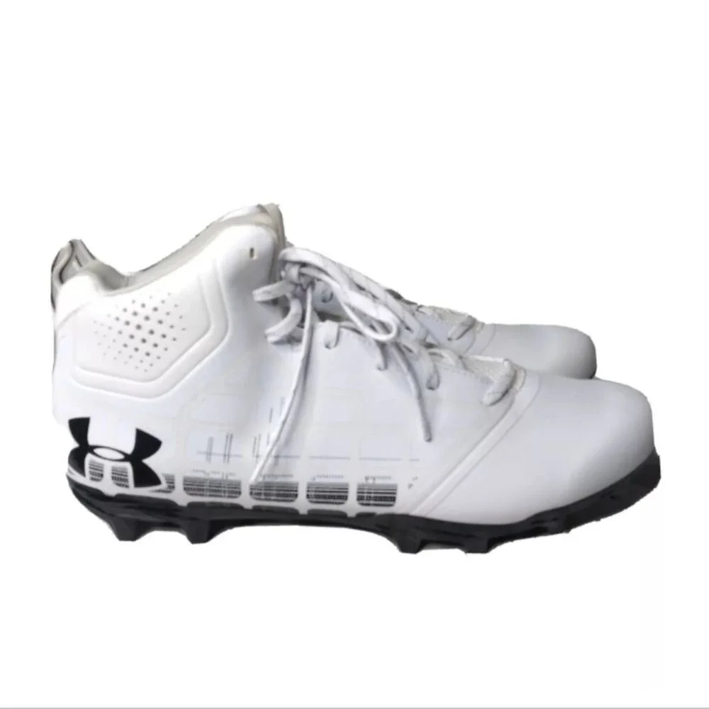 Under Armour Banshee Ripshot Mid Men Lacrosse Cleats Shoes Size 13 White MC